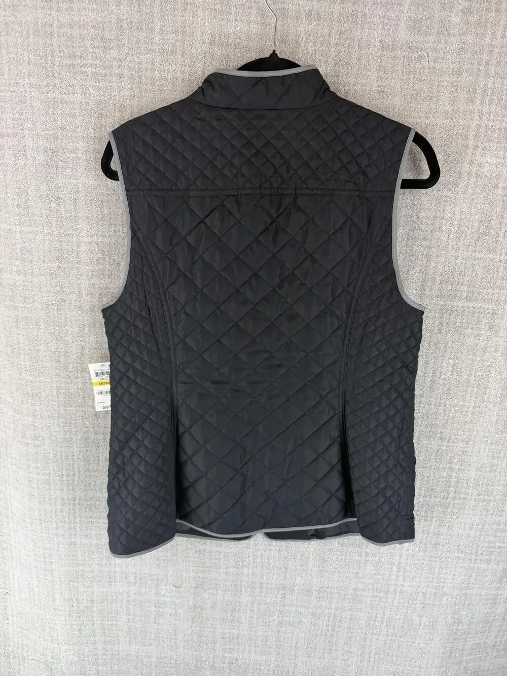 Charter Club Vest Womens M Black Quilted Collared Lined Full Zip Pockets
